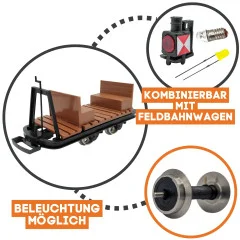 Vollradsatz kugelgelagert stromführend aus Edelstahl 24 mm Feldbahn Spur-G ML-Train 88670151 - Feldbahnwagen mit Beleuchtung nachrüstbar