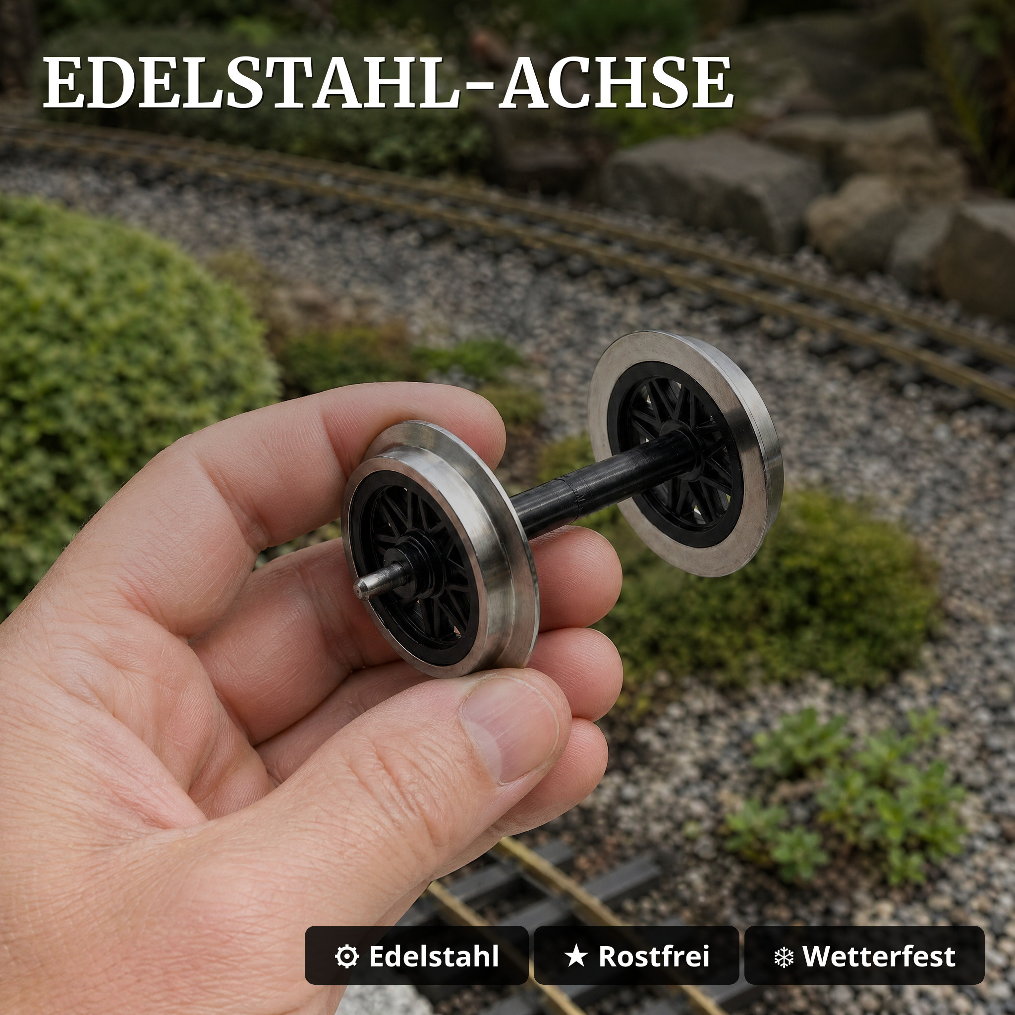2x V-Speiche Radsatz aus Edelstahl 31 mm Spur G ML-Train 88671142 - Edelstahl-Achse