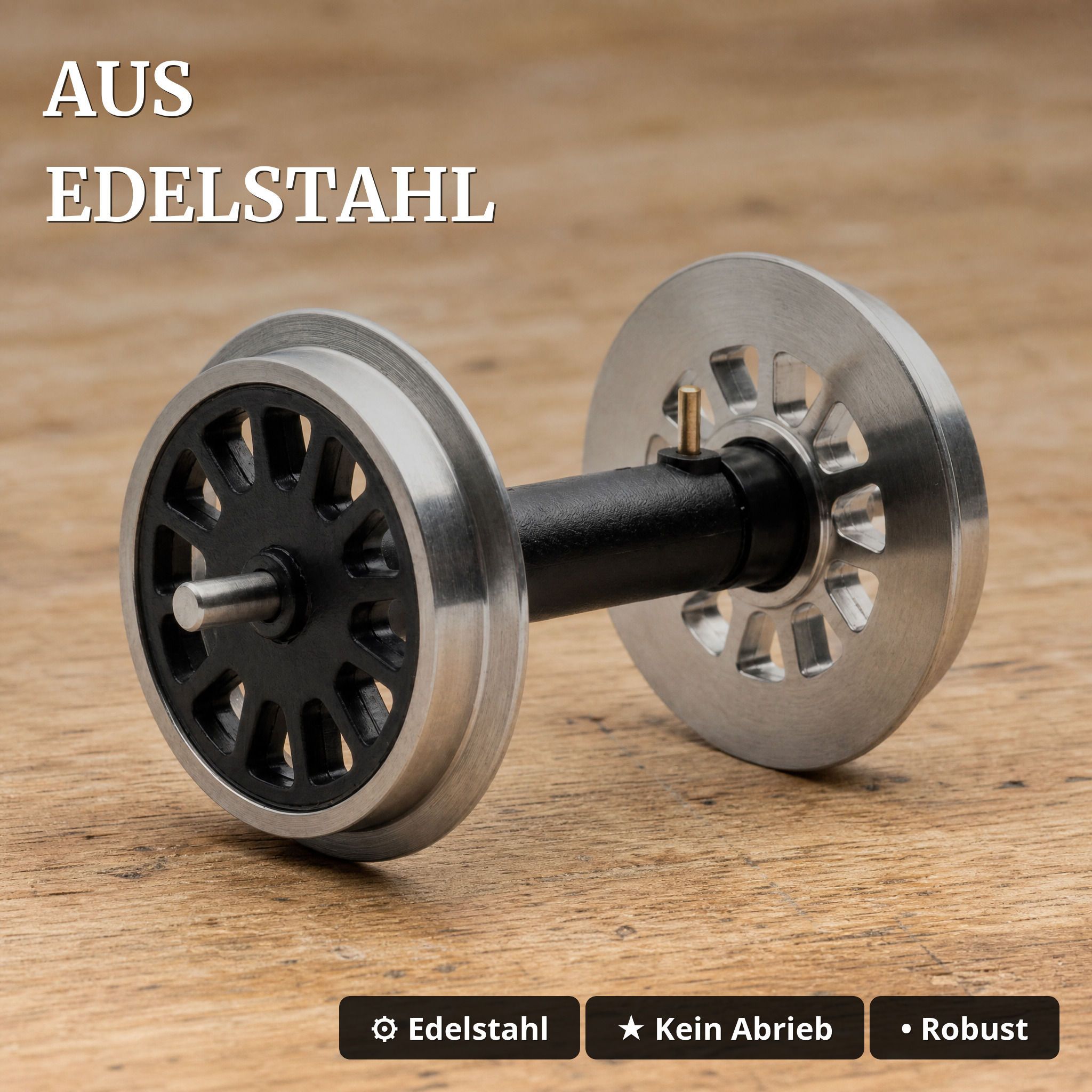 Speichenradsatz kugelgelagert stromführend aus Edelstahl Spur-G ML-Train 88675081 - Aus Edelstahl