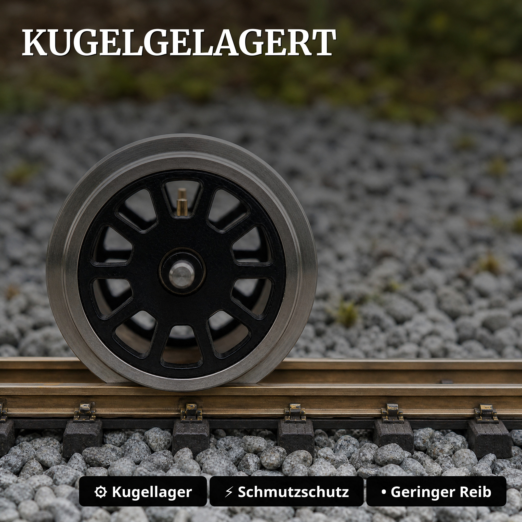 Speichenradsatz kugelgelagert stromführend aus Edelstahl Spur-G ML-Train 88675081 - Kugelgelagert