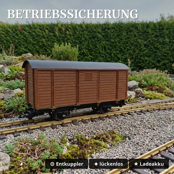 Mess-Güterwagen Spur G Bausatz braun – Diagnose-Wagen mit OLED-Display ML-Train 889190700 - Betriebssicherung