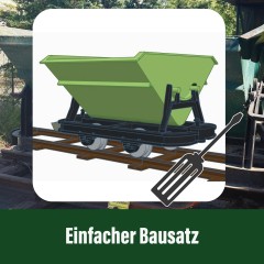 Kipplore Grubenhunt Feldbahnwagen grün Spur-G als Bausatz ML-Train 88919230 - Einfacher Bausatz