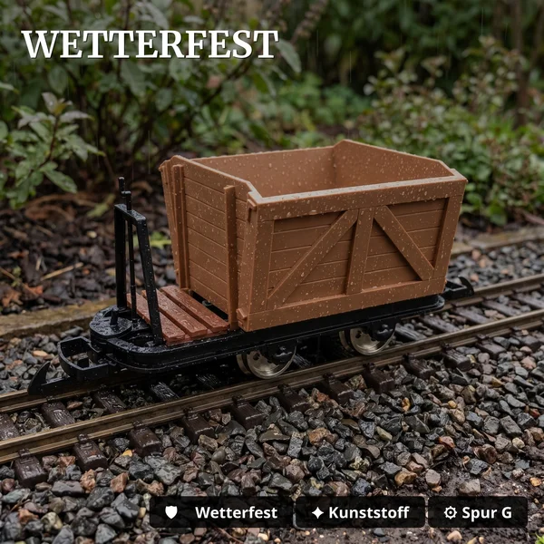 Torflore mit Bremserbühne Grubenhunt Feldbahnwagen braun Spur G Bausatz ML-Train 88919345 - Wetterfest