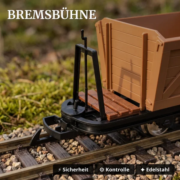 Torflore mit Bremserbühne Grubenhunt Feldbahnwagen braun Spur G Bausatz ML-Train 88919345 - Bremsbühne