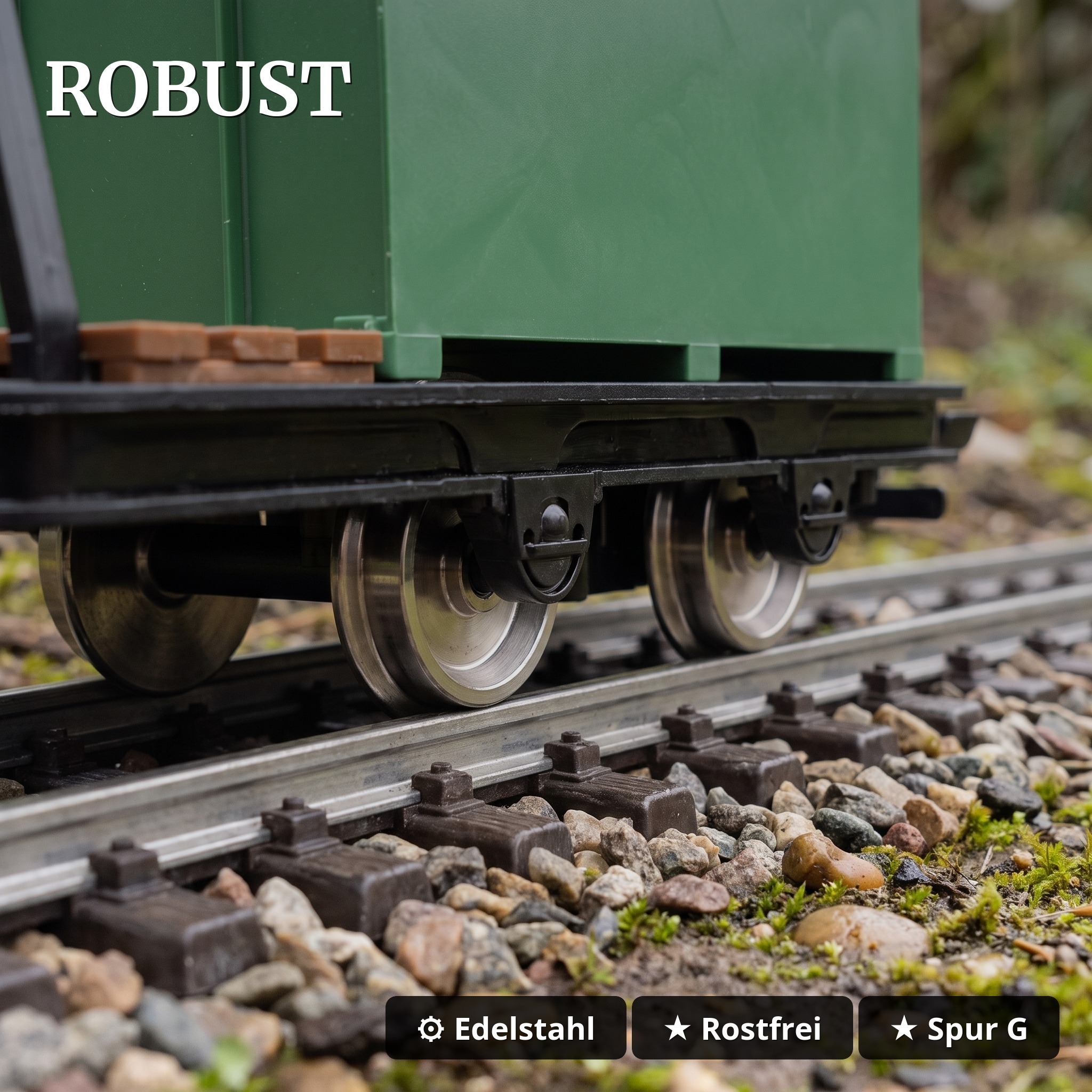 Kastenlore mit Bremserbühne Grubenhunt Feldbahnwagen grün Spur-G Bausatz ML-Train 88919355 - Robust