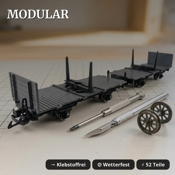 Drehschemelwagen Set Schwarz/Grau Metall-Speichenradsätze 31mm Bausatz Spur G ML-Train 88923630 - Modular