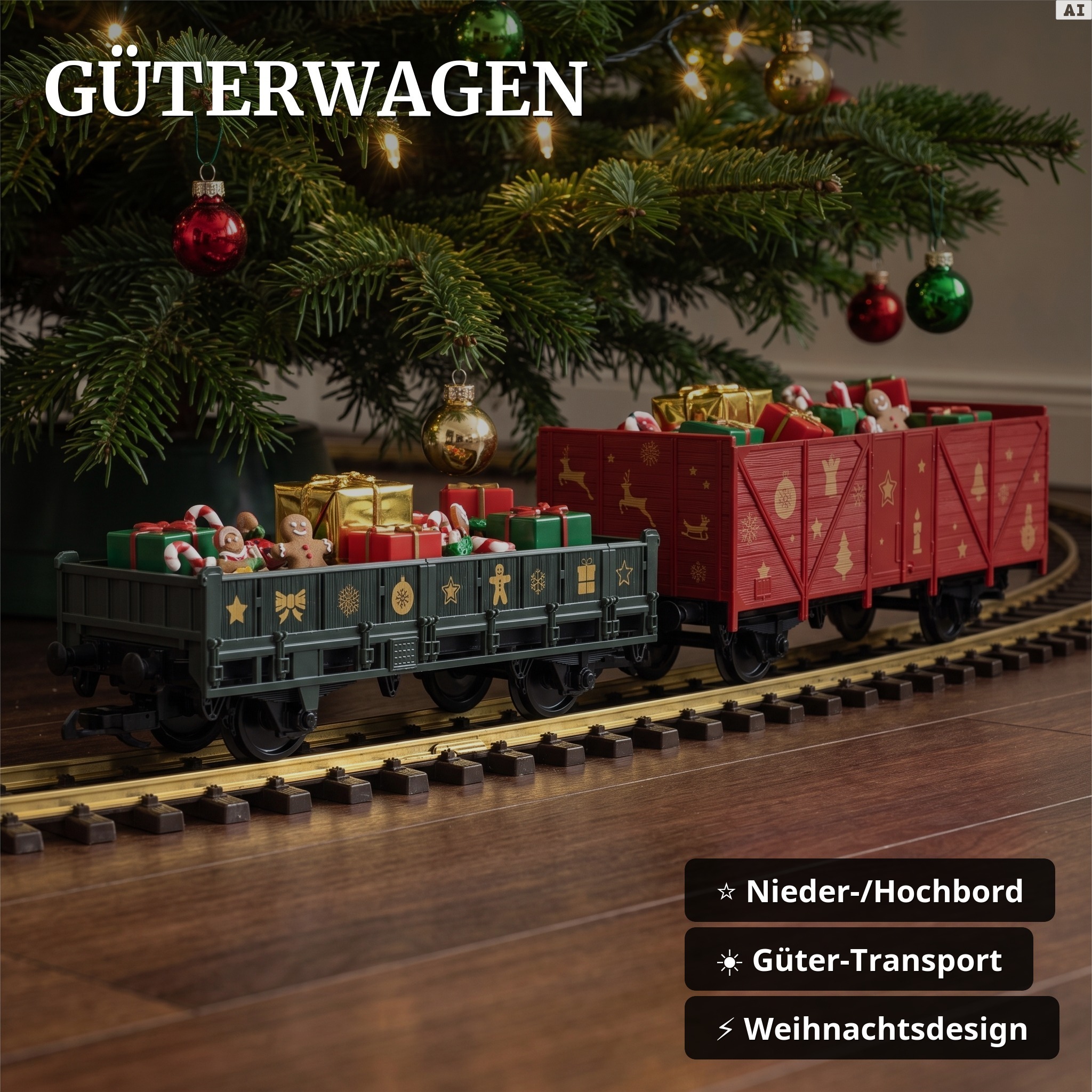 Start-Set Weihnachtszug Dampflok mit 2 Güterwagen Piko 02412 - Güterwagen