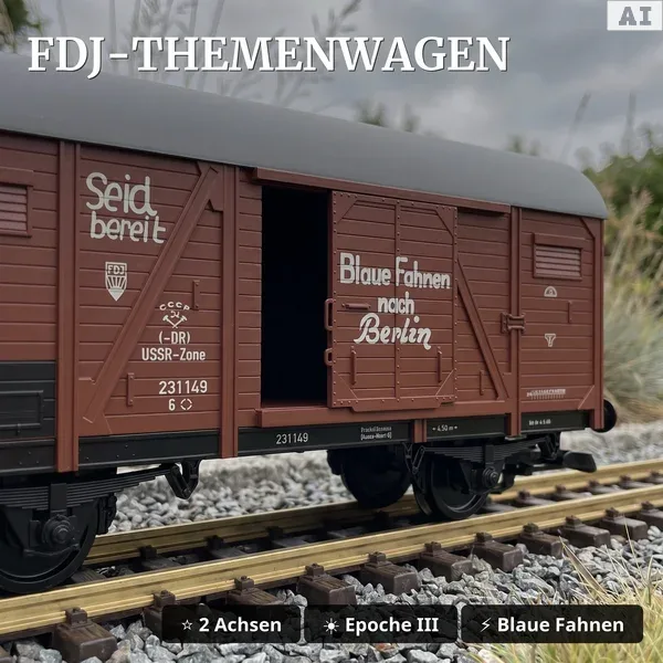 Gedeckter Güterwagen FDJ DR Piko 37977 - FDJ-Themenwagen