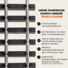 Gleis gerade 60 cm vernickelt mit Verbindern ML-Train 8910642 - Sichere Stromübertragung mit ML-Train Schienenverbindern