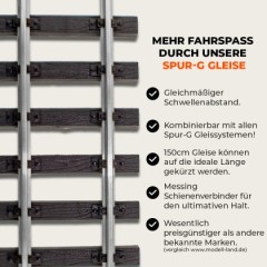 Gleis gerade 90 cm vernickelt mit Verbindern ML-Train 8910942 - Sichere Stromübertragung mit ML-Train Schienenverbindern