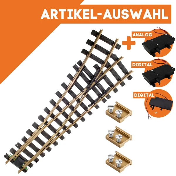 Weiche links Messing R3 mit Verbinder