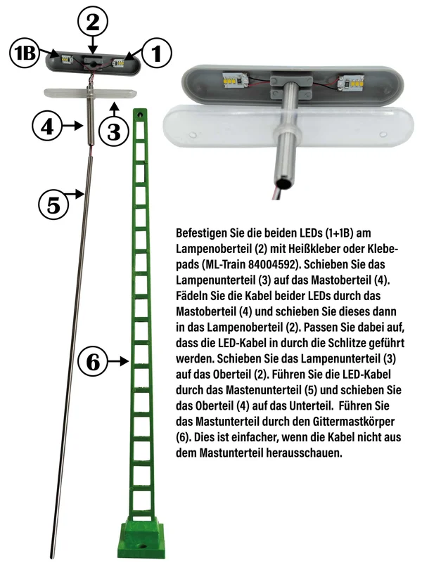 3x Gittermastleuchte DB, zweiflammig für Spur-G Modellbahnanlage ML-Train 83802155_auswahl10