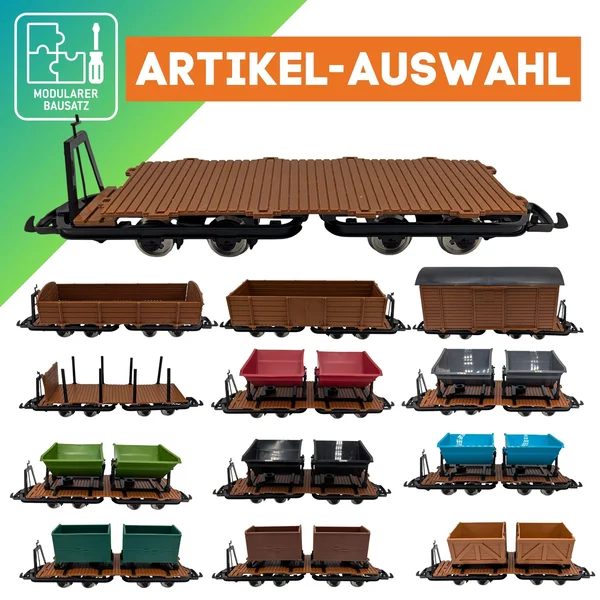Feldbahn-Flachwagen braun als Spur-G Bausatz