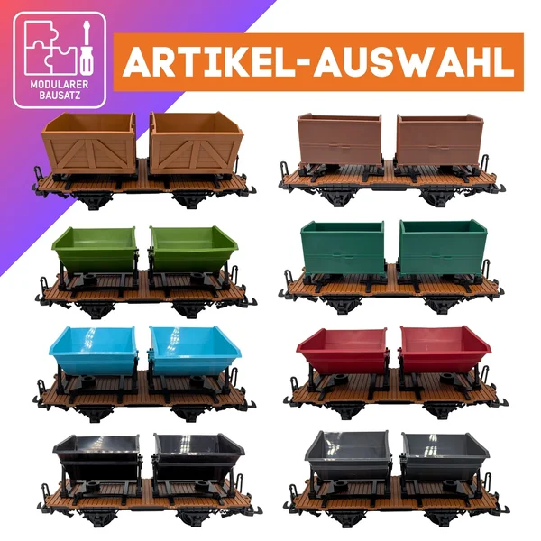 Träger-Flachwagen mit Aufsätzen als Spur-G Bausatz