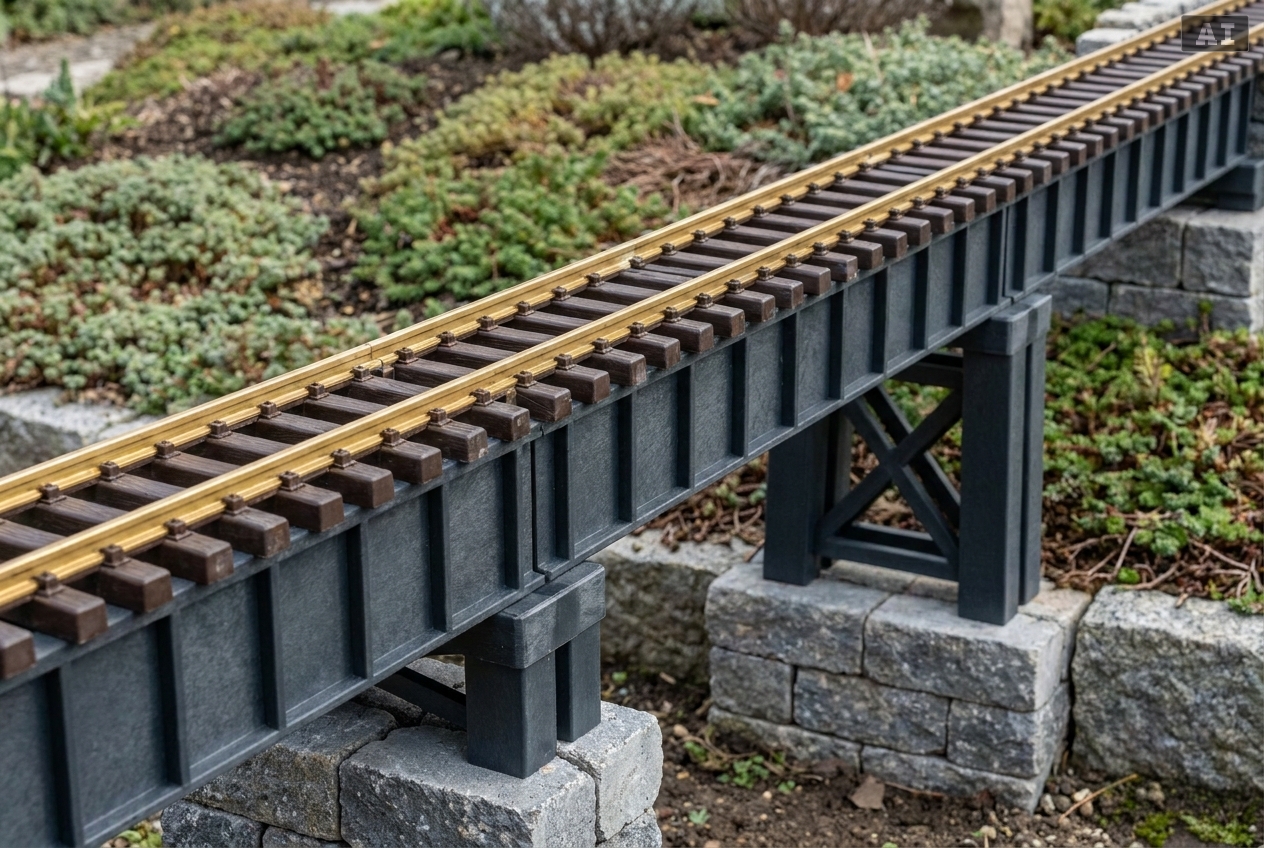 Gartenbahn Brückenbau Tipps für den Außenbetrieb – Detailansicht
