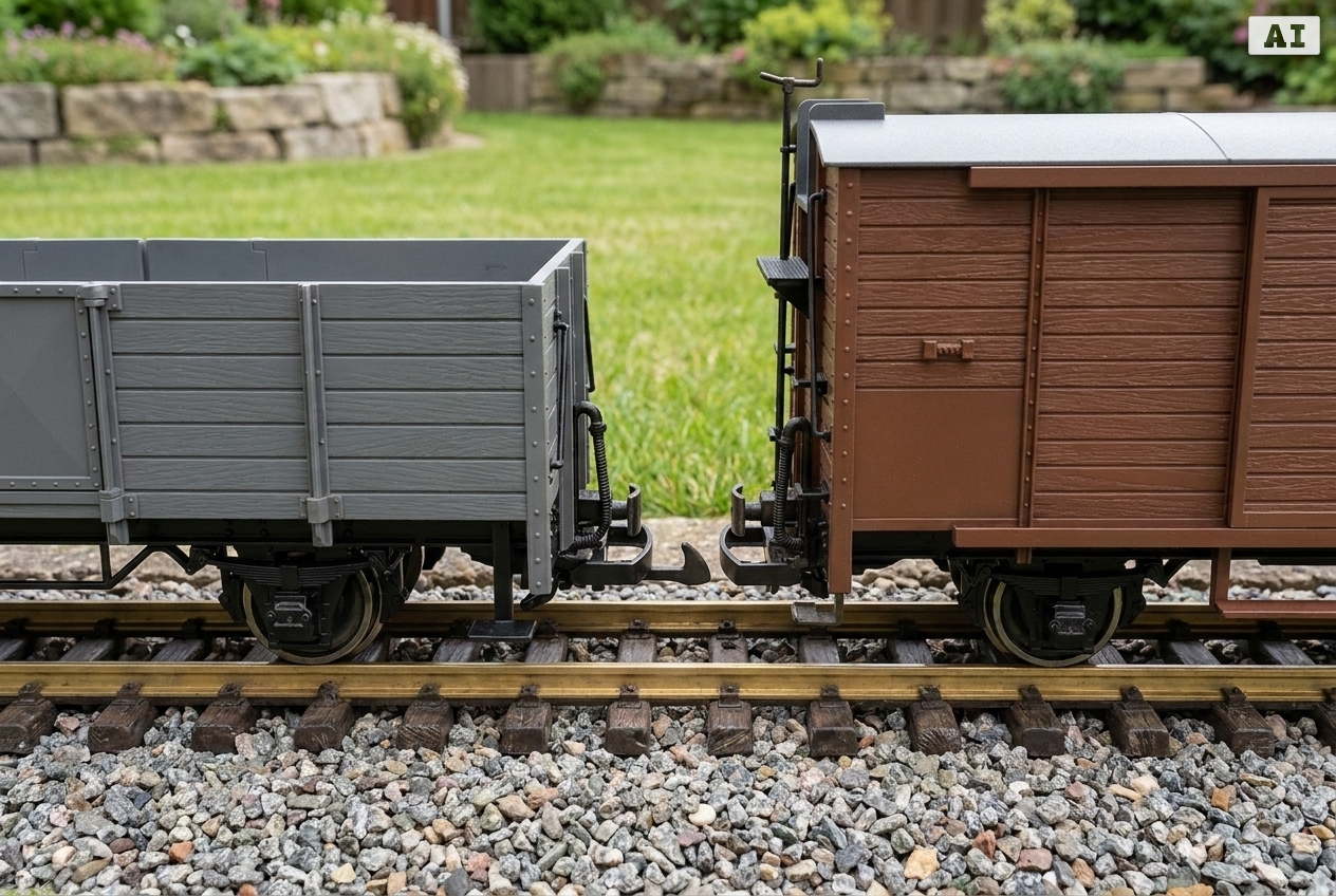 Was ist der unterschied zwischen kupplungshaken und kupplungsbügel bei der gartenbahn – Detailansicht