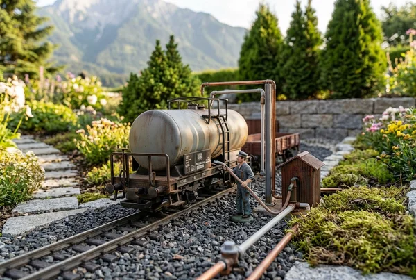 Modellbahn Kesselwagen Zubehör für realistische Beladungsszenen im Garten in der Praxis