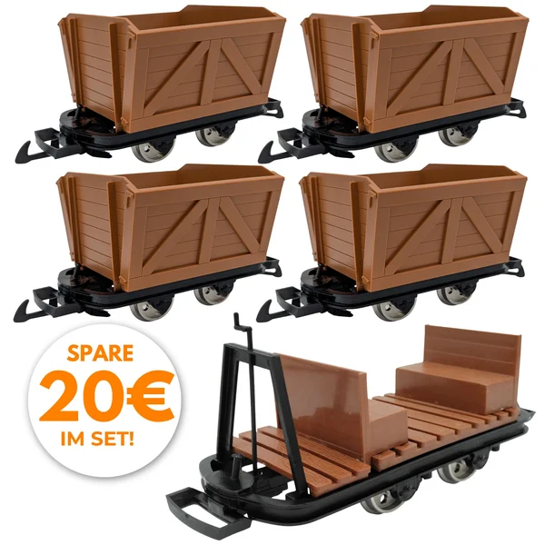 5er-Set Torflore Grubenhunt Feldbahnwagen und Mannschaftswagen mit Bremserbühne