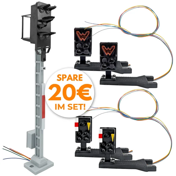 5er-Set DR-Signale Lichtsignal Typ HL Kompakt + 2x Haupt Zwergsignal + 2x Warte Zwergsignal