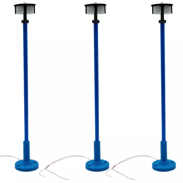3x Nostalgische LED Straßenlaterne Rundscheibenleuchte blau für LGB Spur-G ML-Train 83801066
