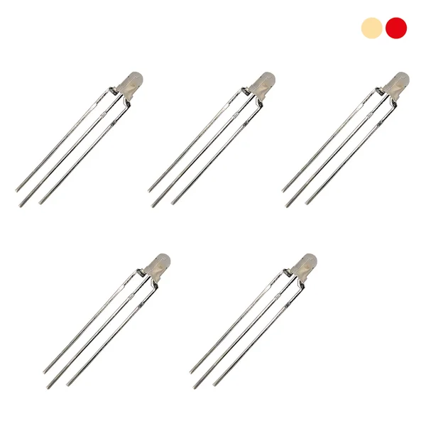 5x Dual-LED 3 mm diffus rot/warmweiß mit integriertem Widerstand