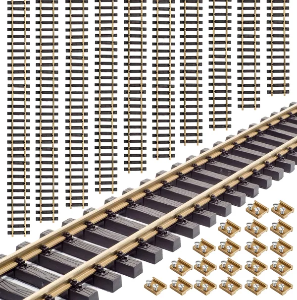 10x Gleis gerade 90 cm mit 20x Schraub-Verbinder ML-Train 891090210