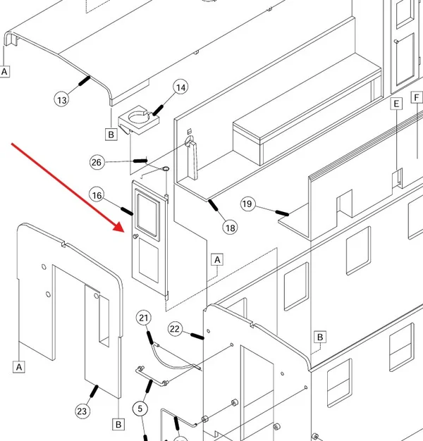 Tür mit Türgriff schwarz US Caboose LGB 40711-E016_auswahl1