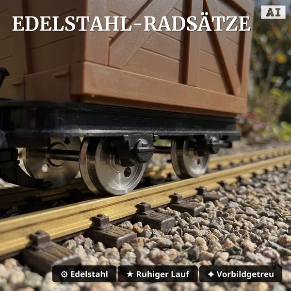 6er-Set Feldbahnwagen mit Lokführer Marius – 4 Torfloren und Mannschaftswagen Spur G Bausatz ML-Train 8200256_auswahl3