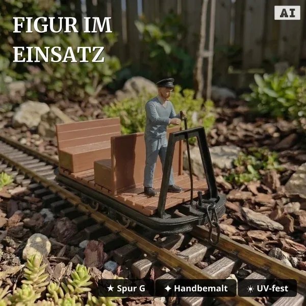 6er-Set Feldbahnwagen mit Lokführer Marius – 4 Torfloren und Mannschaftswagen Spur G Bausatz ML-Train 8200256_auswahl4