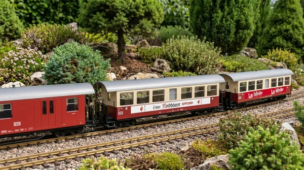 Train Line Werbewagen-Set HSB Spur G – Packwagen mit 2 Personenwagen mit Werbeaufschrift_auswahl5