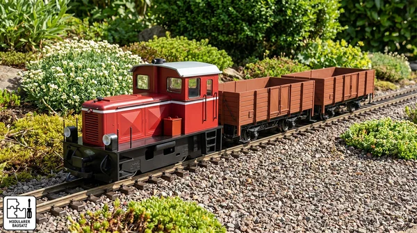 Bausatz-Set mit Diesellok V3 der DEV analog und 2 Hochbordwagen in braun ML-Train 8200291_auswahl1
