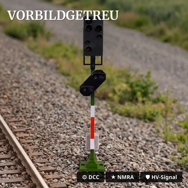 Lichtsignal Typ HV Hauptsignal mit Vorsignal für Spur G analog / digital mit Decoder ML-Train 83804641_auswahl3