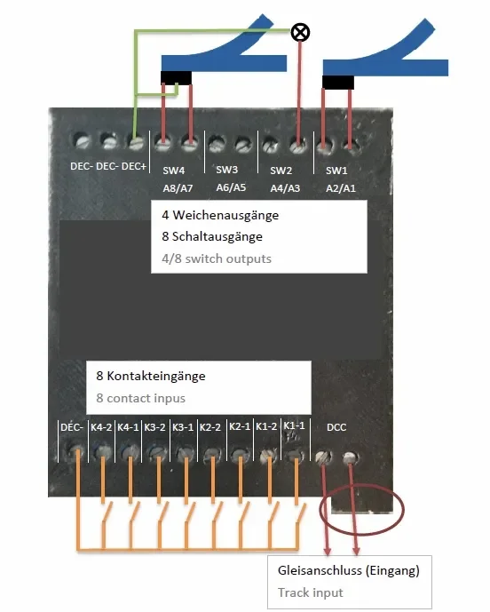 4-Kanal Weichendekoder mit 8 Kontakteingängen ML-Train 84002033_auswahl1