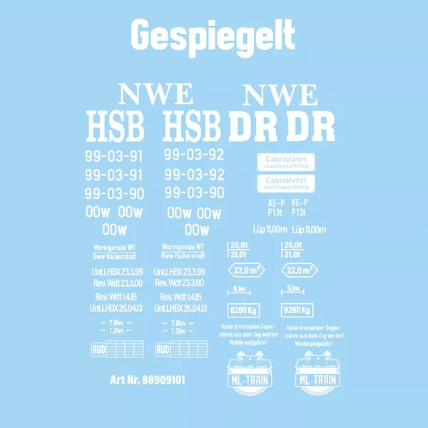 Beschriftungssatz für Schienencabrio der DR/HSB ML-Train 88909101_auswahl2