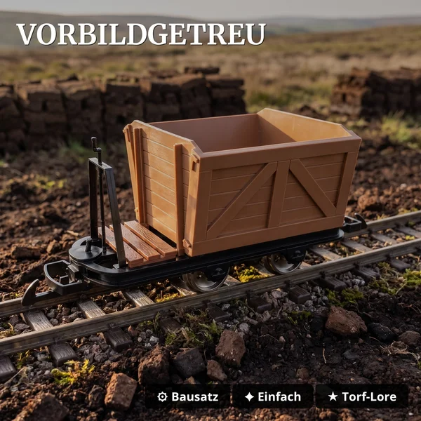 Torflore mit Bremserbühne Grubenhunt Feldbahnwagen braun Spur G Bausatz ML-Train 88919345_auswahl4