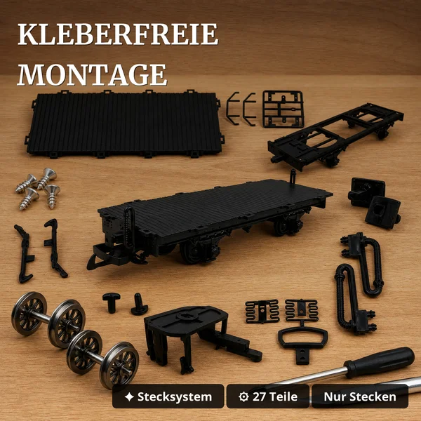 ML-Train Flachwagen Bausatz schwarz Spur G  27 Teile mit Metall-Speichenradsätzen 31 mm  ML-Train 88923510_auswahl3