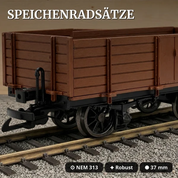 Hochbordwagen Bausatz Spur G braun mit Metall-Speichenradsatz 31 mm ML-Train 88923540_auswahl2
