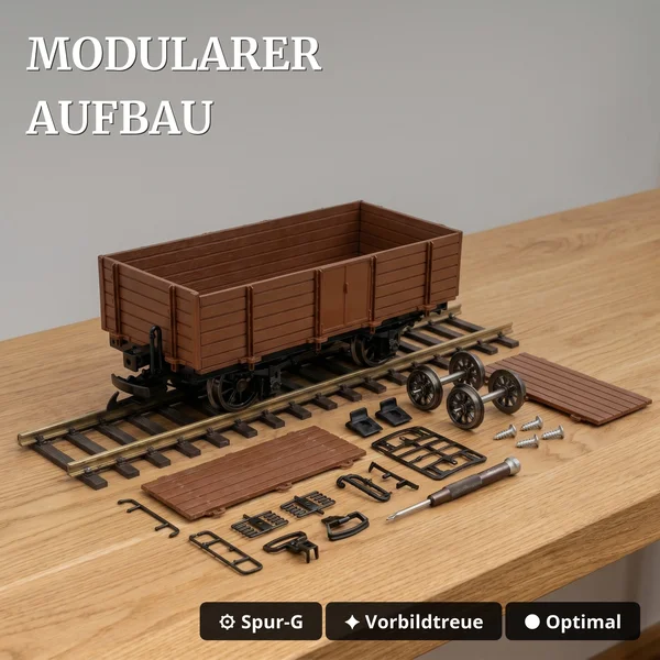 Hochbordwagen Bausatz Spur G braun mit Metall-Speichenradsatz 31 mm ML-Train 88923540_auswahl3