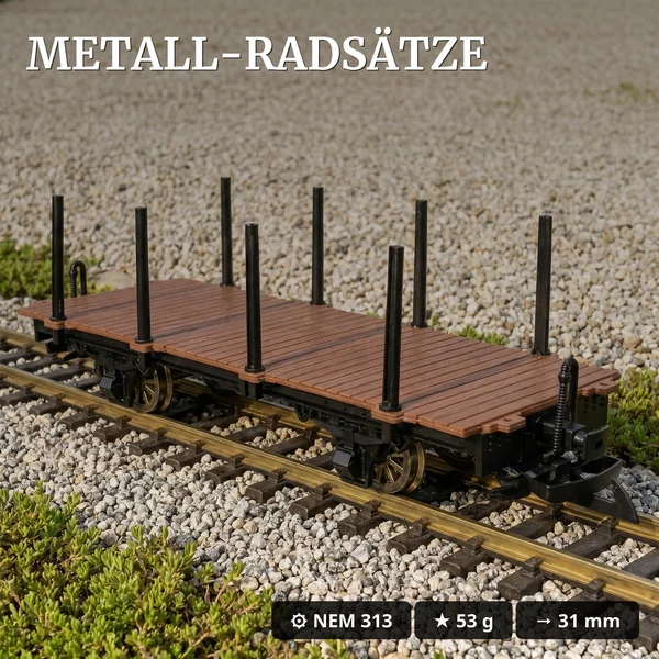 Rungenwagen Bausatz Spur G braun/schwarz mit Metall-Speichenradsätzen 31 mm – 42 Teile ML-Train 88923560_auswahl2