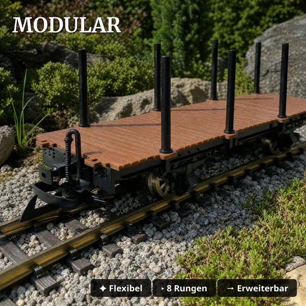 Rungenwagen Bausatz Spur G braun/schwarz mit Metall-Speichenradsätzen 31 mm – 42 Teile ML-Train 88923560_auswahl3