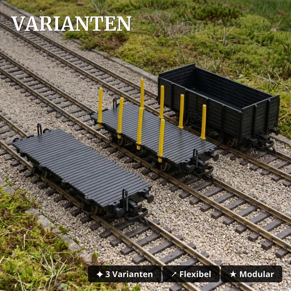Rungenwagen Bausatz Spur G schwarz/gelb mit Metall-Speichenradsätzen 31 mm – 42 Teile ML-Train 88923570_auswahl4