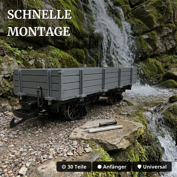 ML-Train Niederbordwagen grau Spur G Bausatz mit Metall-Speichenradsätzen 31 mm – 30 Teile ML-Train 88923590_auswahl4