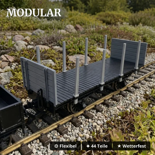 Rungenwagen Bausatz Spur G schwarz/grau mit Metall-Speichenradsätzen 31 mm –44 Teile ML-Train 88923600_auswahl2
