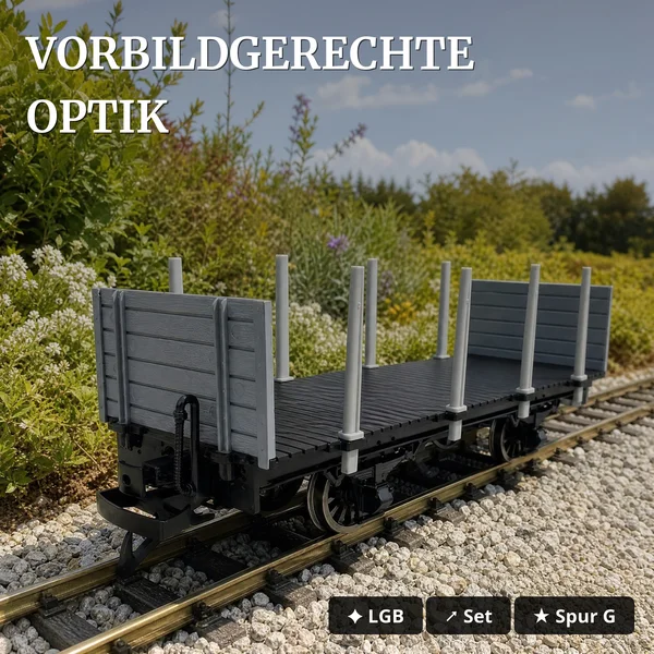 Rungenwagen Bausatz Spur G schwarz/grau mit Metall-Speichenradsätzen 31 mm –44 Teile ML-Train 88923600_auswahl4