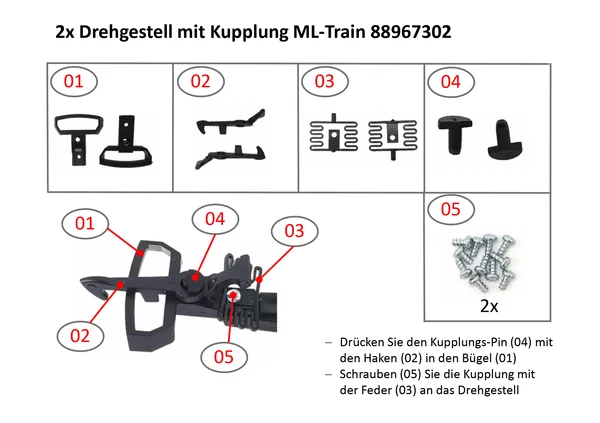 2x Drehgestell mit Doppelspeiche und Kupplung Spur-G ML-Train 88967309_auswahl2