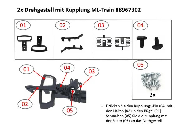 Drehgestell P15 grau 2 STK mit Kupplung Spur-G ML-Train 88967322_auswahl3