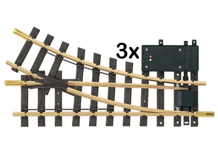3 x Elektroweiche rechts 30° R1 LGB 12050