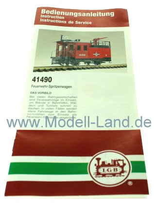 Bedienanleitung Güterwagen Feuerwehr-Spritzenwagen LGB 40490-E190