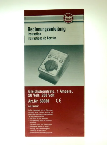 Bedienungsanleitung 50080 Zubehör LGB 80006-E007