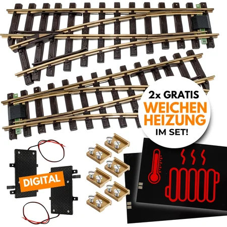 Weichen Messing R3 Set mit 2 digitalen Antrieben und 2 Gratis Weichenheizungen ML-Train 8200232